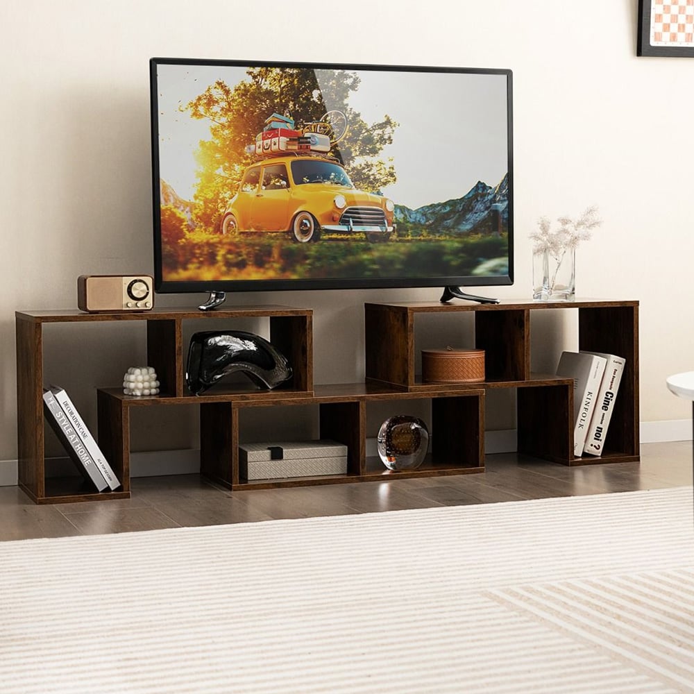 3-osainen TV-taso avoimilla hyllyillä – Ruskea