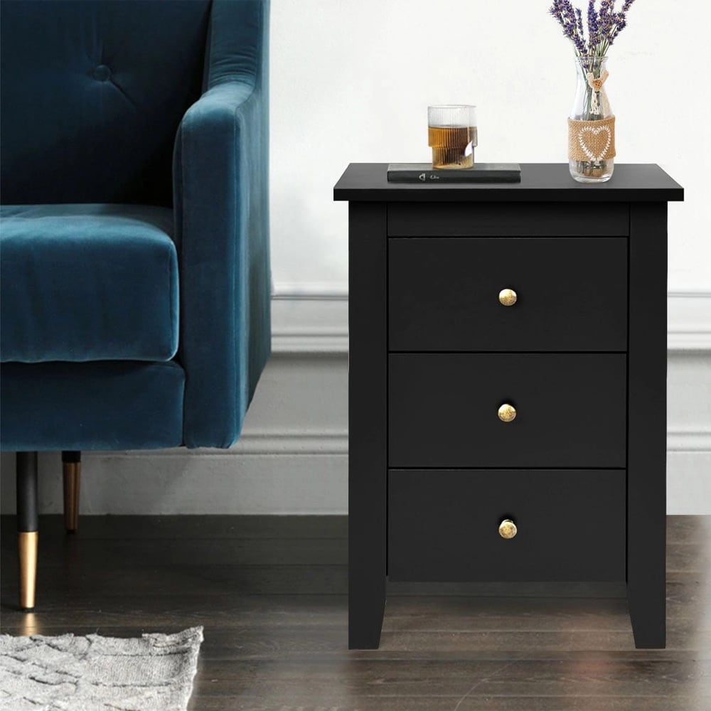 Yöpöytä 3 laatikolla - Svart