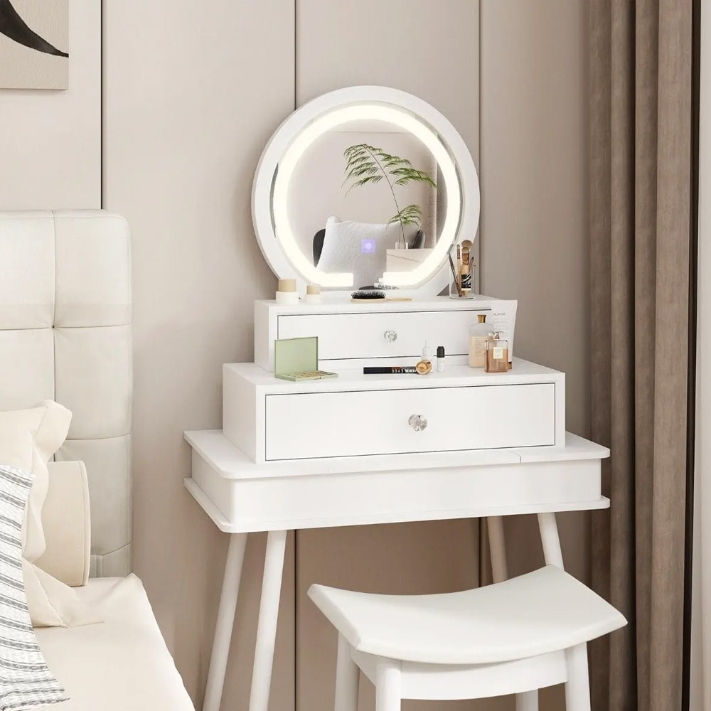 Meikkipeili kahdella laatikolla – Valkoinen