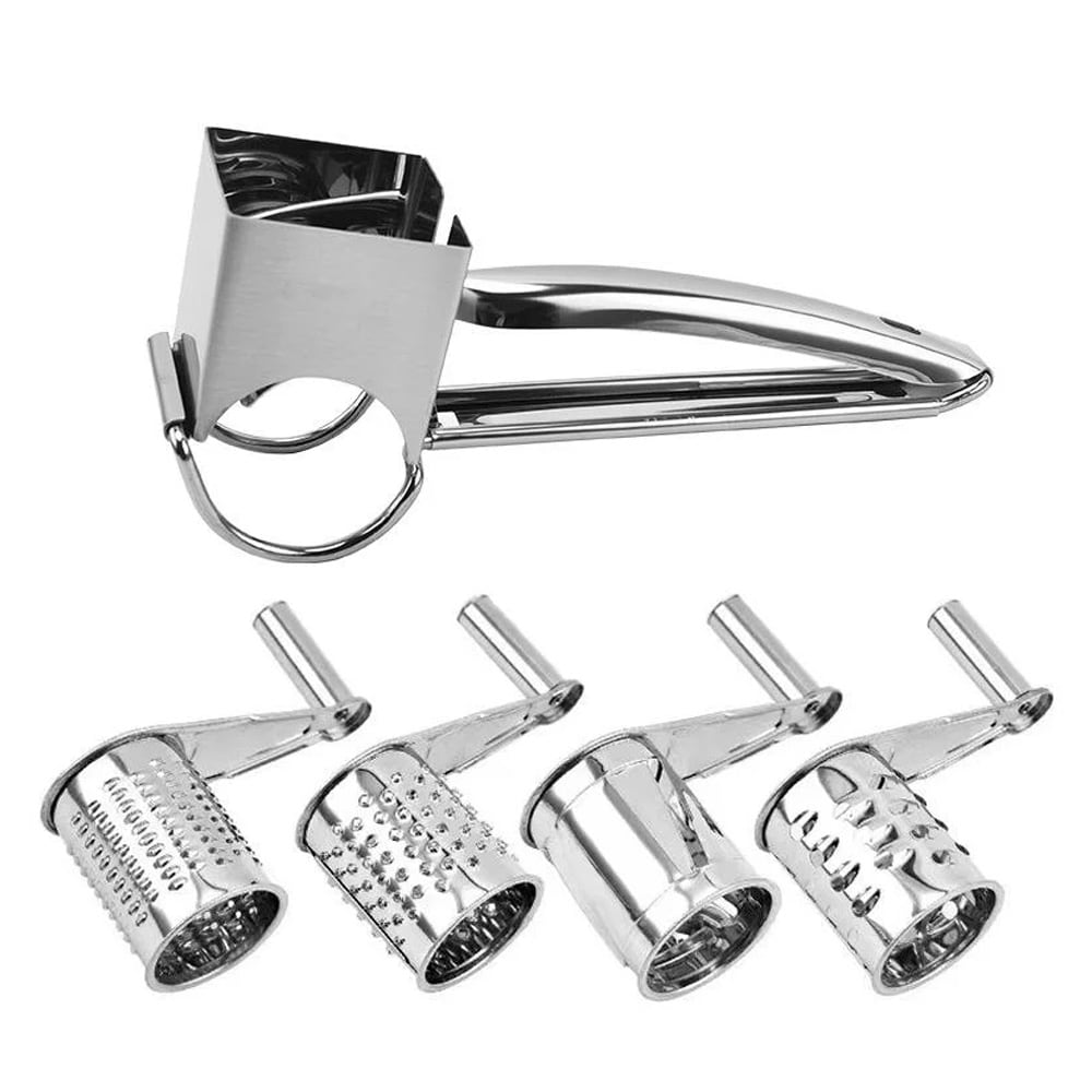 Herzbergin pyörivä raastin, jossa on 4 ruostumattomasta teräksestä valmistettua rumpua