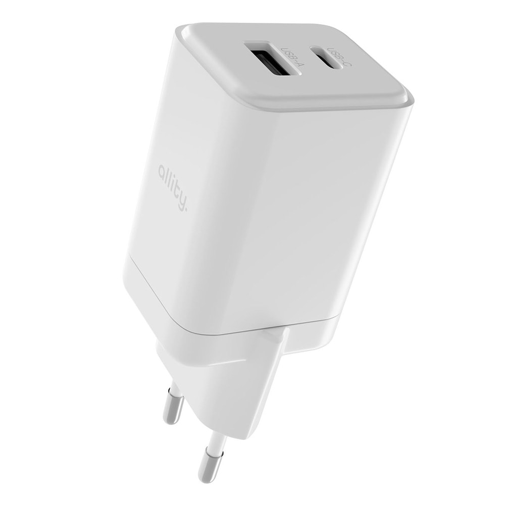 Allity GaN-seinälaturi 45W PD QC USB-C- ja USB-A-porteilla