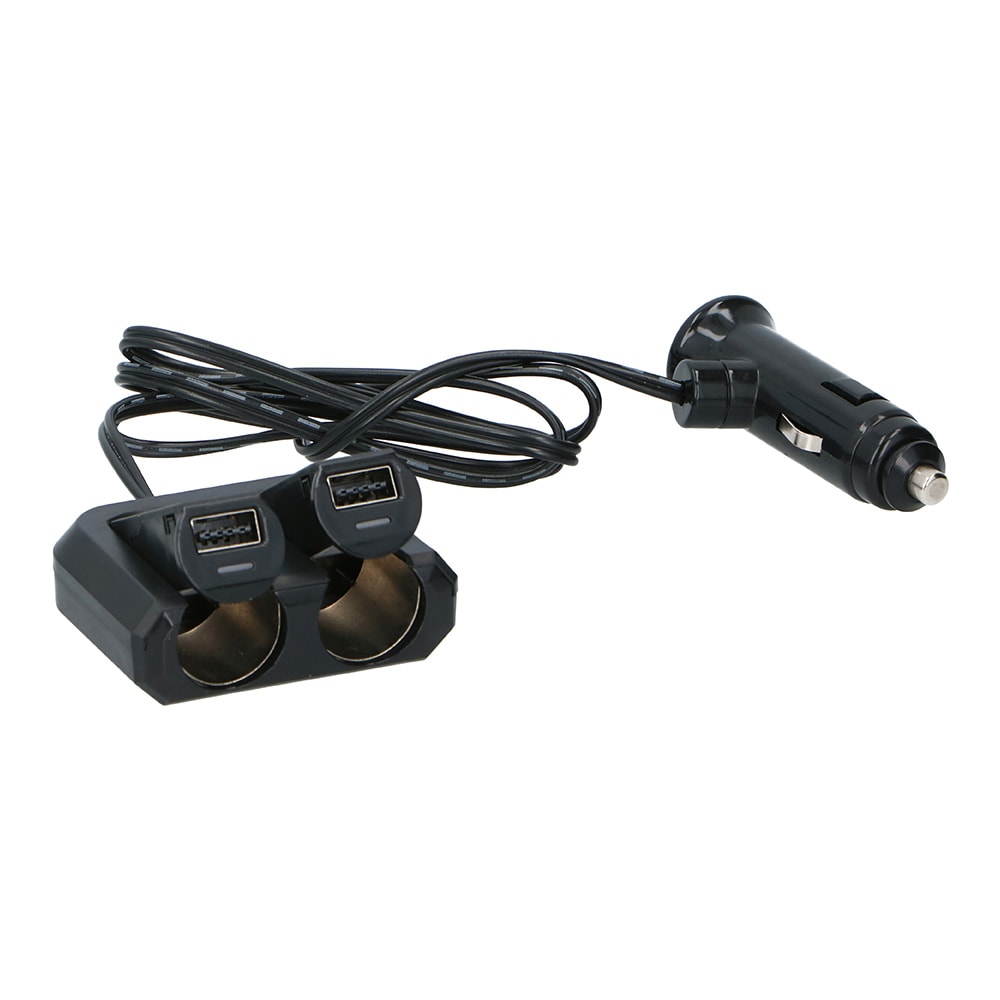 Autolaturi 4.8A 12/24A, jossa on 2XUSB ja 2 Cig-liitintä