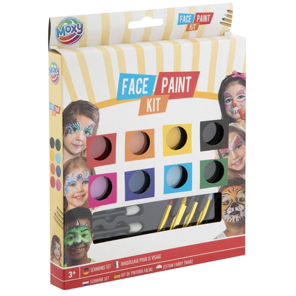 Kasvovärit lapsille - täydellinen setti siveltimillä, sienellä ja meikkikynällä