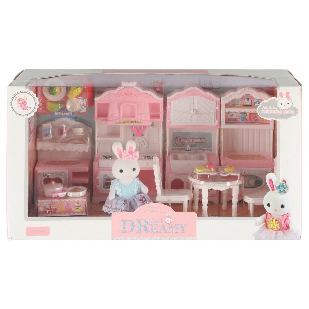 Jänis ja keittiö - täydellinen minikeittiö hahmolla ja tarvikkeineen