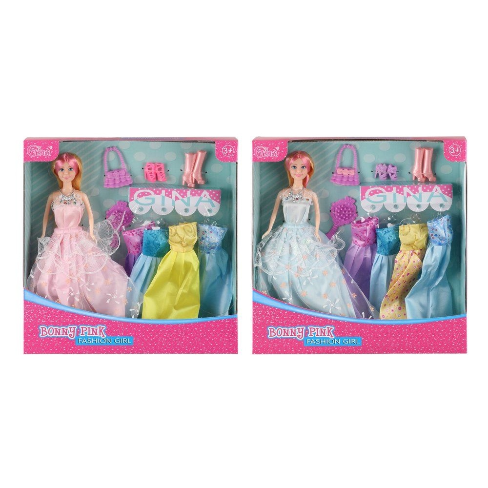 Muotinukke 29cm vaatteiden ja kenkien kanssa