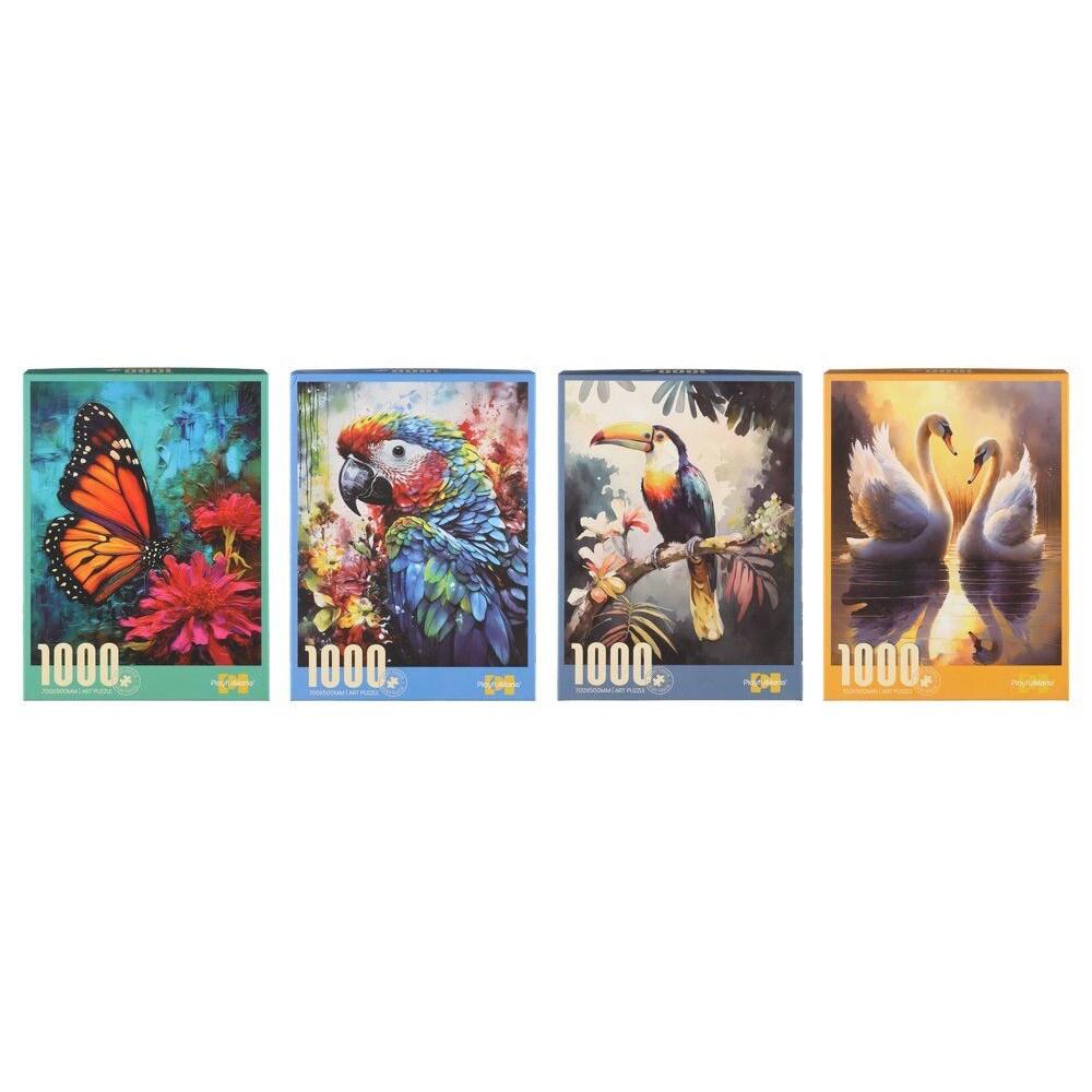 Palapeli 1000 palaa trooppisilla eläinaiheilla