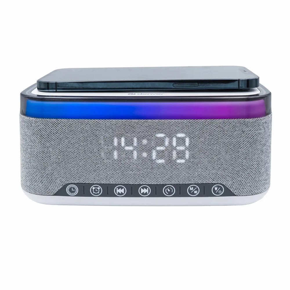 Denver Bluetooth-herätyskello – langaton lataus 15 W, FM-radio
