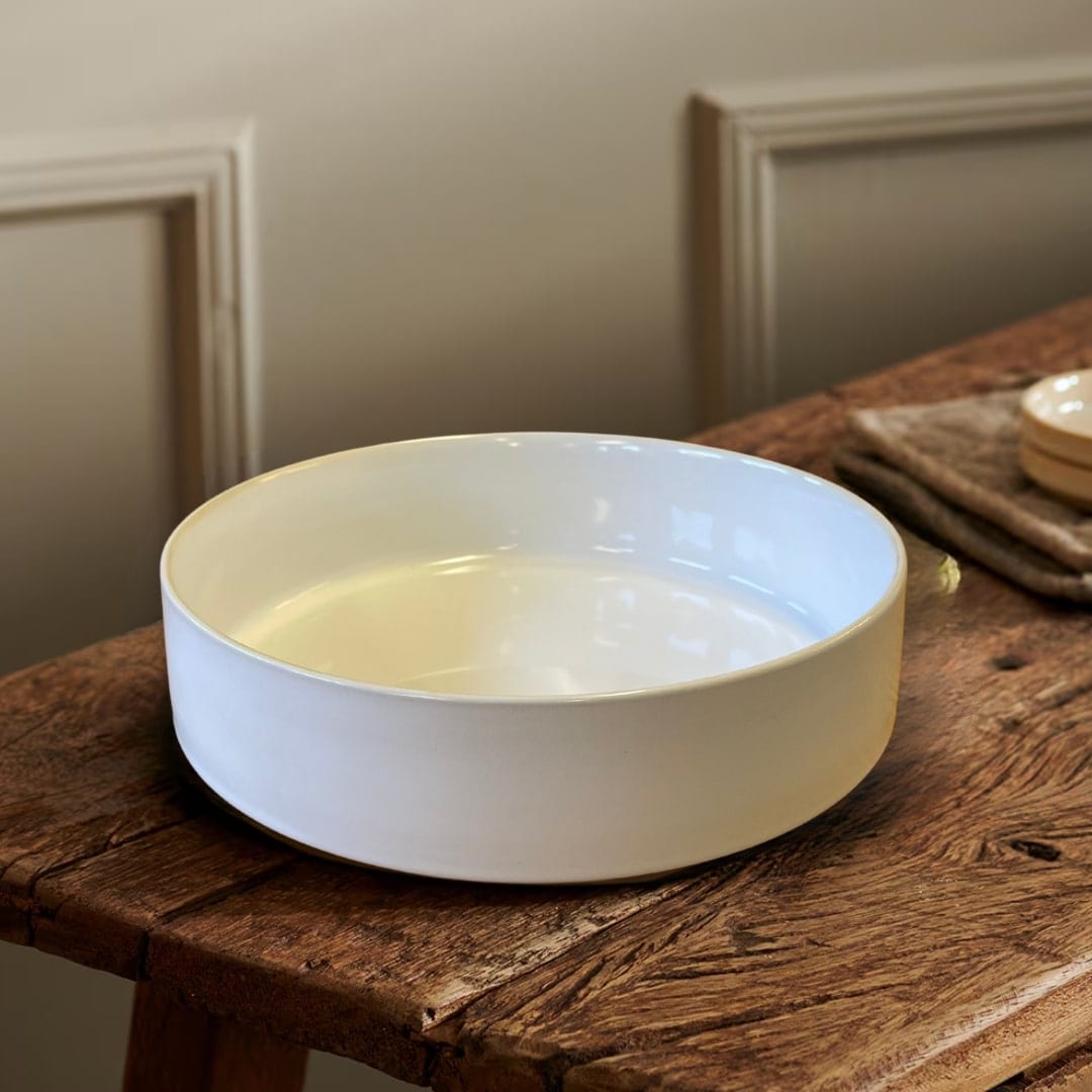 Mineraalimarmori keraaminen salaattikulho 26cm - valkoinen