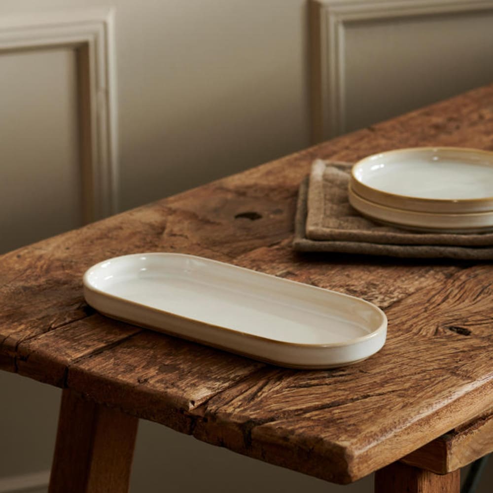 Mineraalimarmori keraaminen tarjoiluastia 26,5cm - Valkoinen