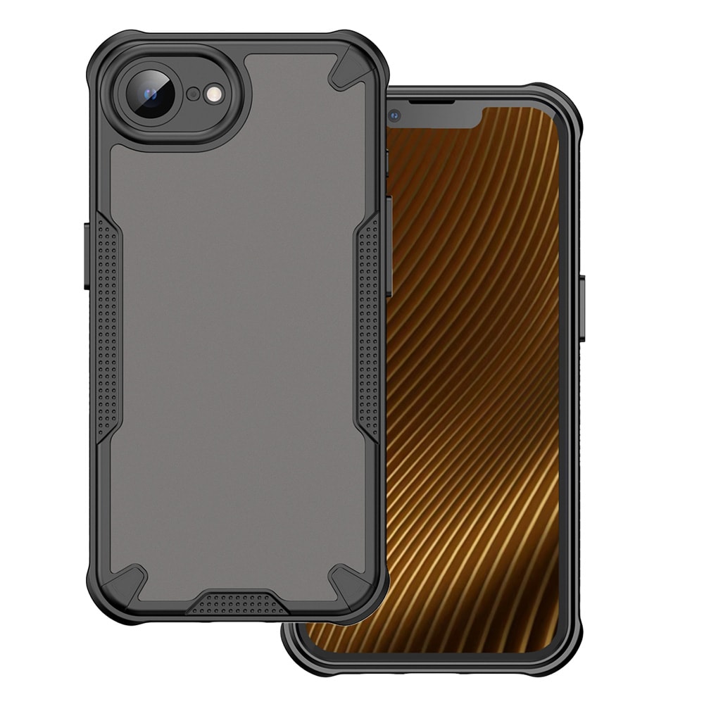 Suojakuori iPhone 16e:lle, jossa on iskuja vaimentavat kulmat - svart