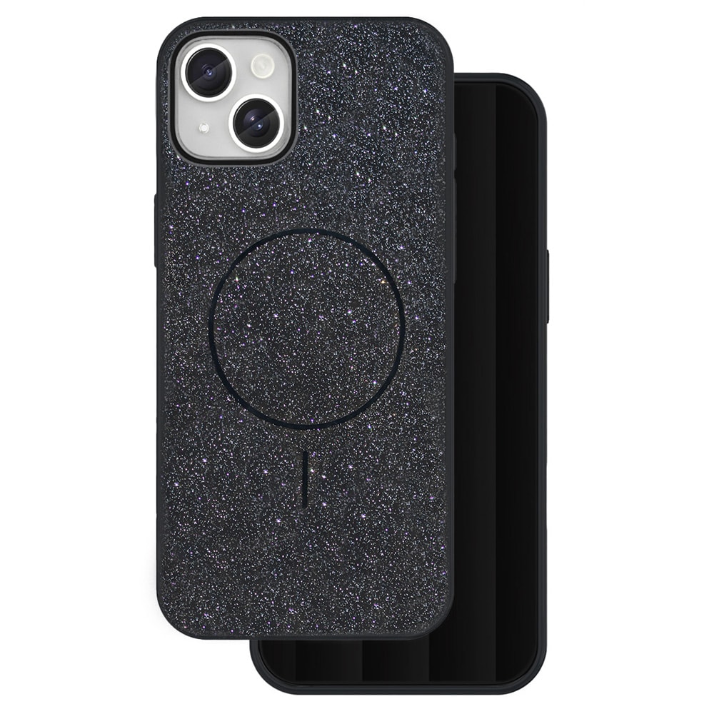 Kimaltava suojakuori iPhone 15:lle – musta