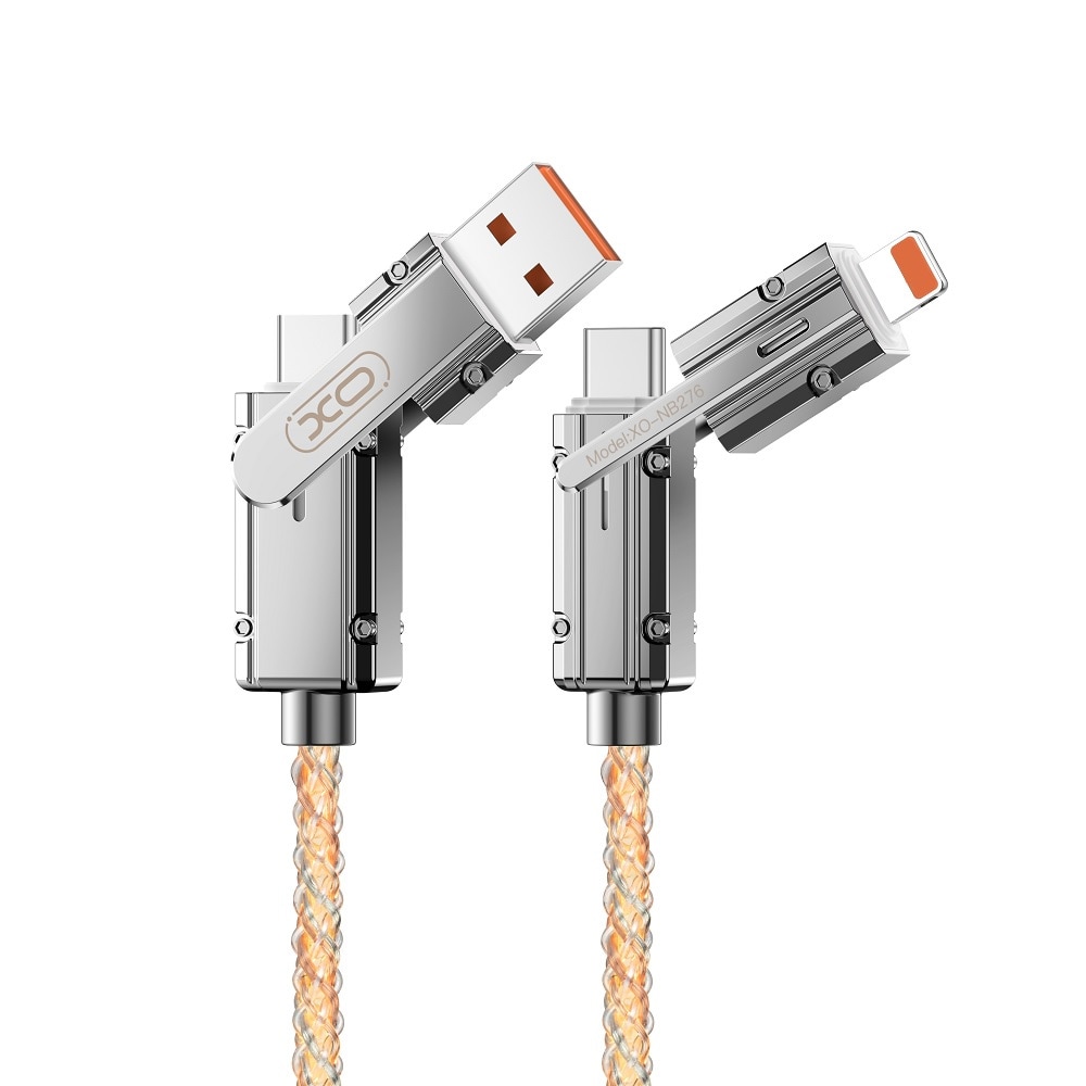 XO 4in1 USB-kaapeli USB-C:llä - Lightning + USB - USB-C 60W 1 m