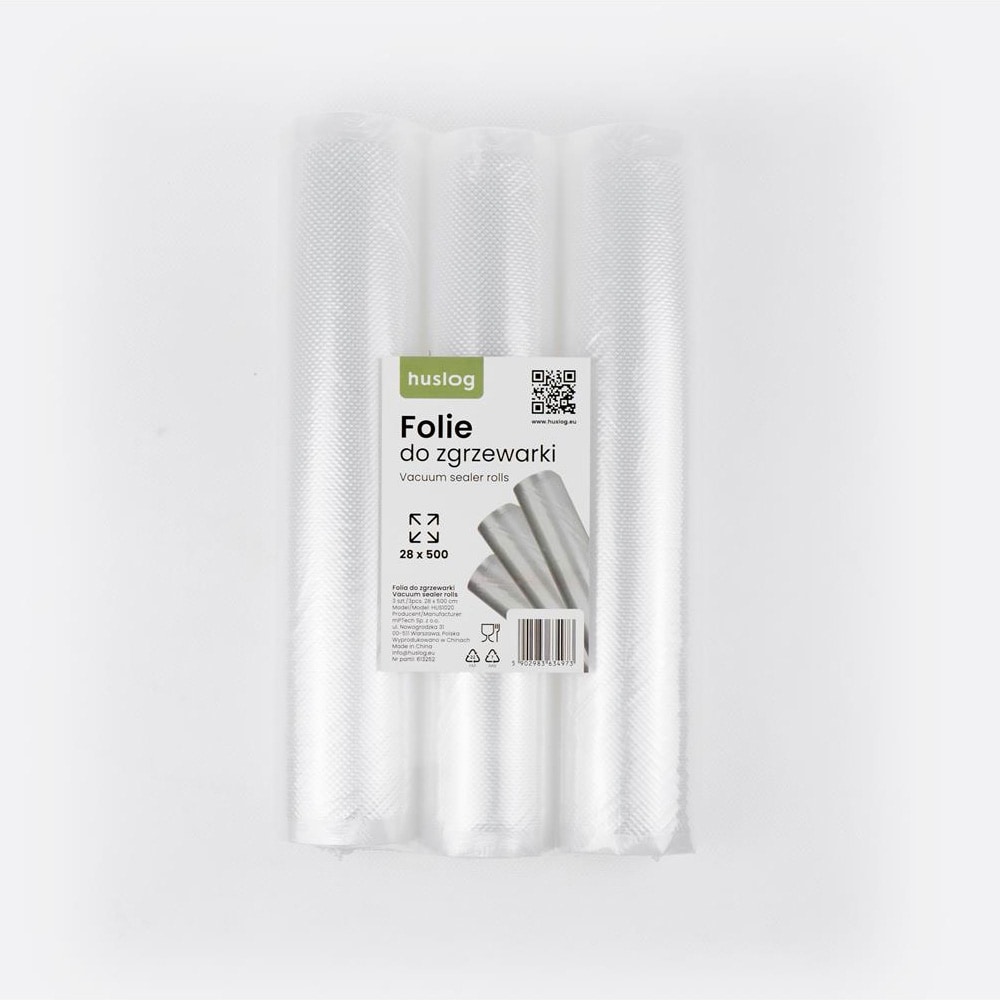 Huslog tyhjiörullat elintarvikkeiden säilytykseen 28×500 cm - 3-pakkaus