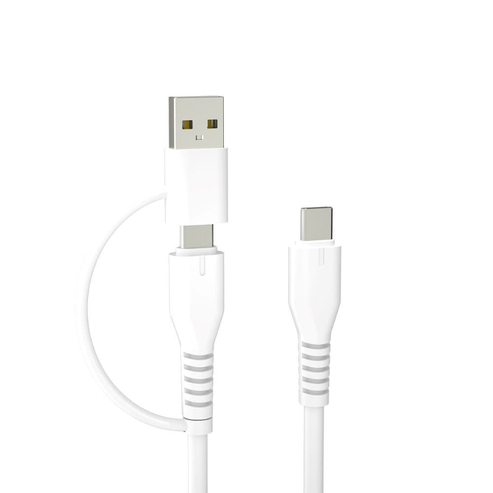 Forever 2-in-1 USB-C-kaapeli 1,5 m 3 A USB-liittimellä – valkoinen