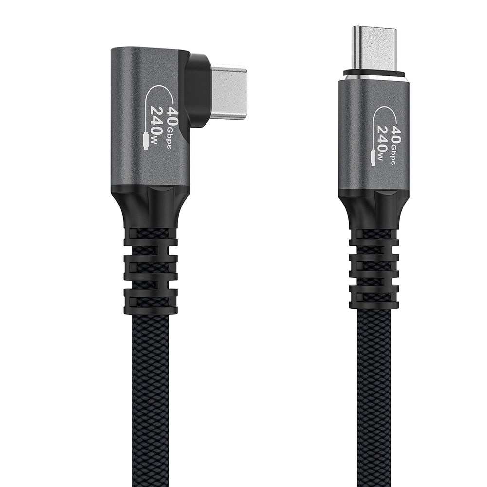Wozinsky Thunderbolt 4 USB-C -kaapeli kulmaliittimellä 240W 1m 4K - Svart