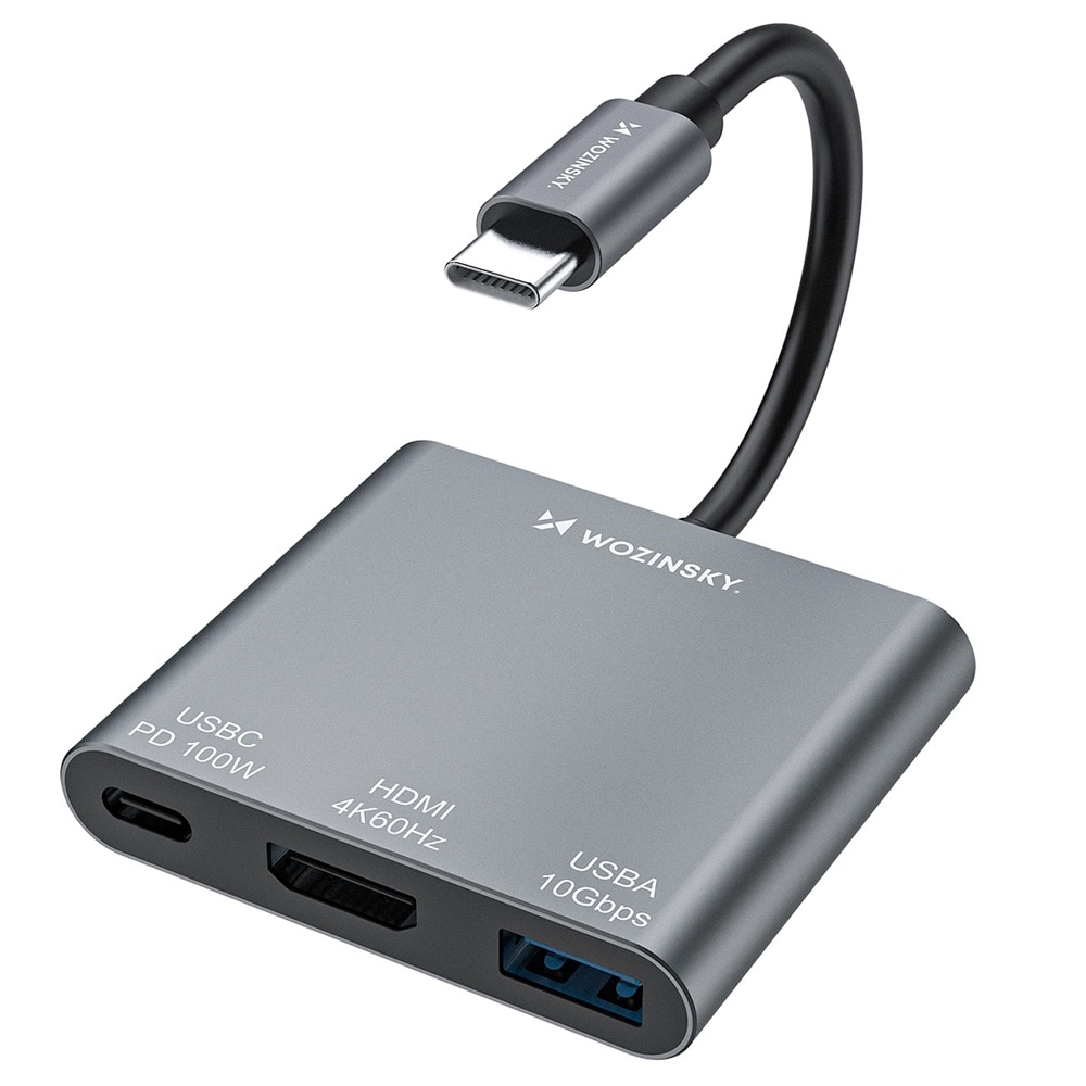Wozinsky USB-keskitin USB-C USB-C PD 100W / HDMI 4K@30Hz / USB 10Gbps