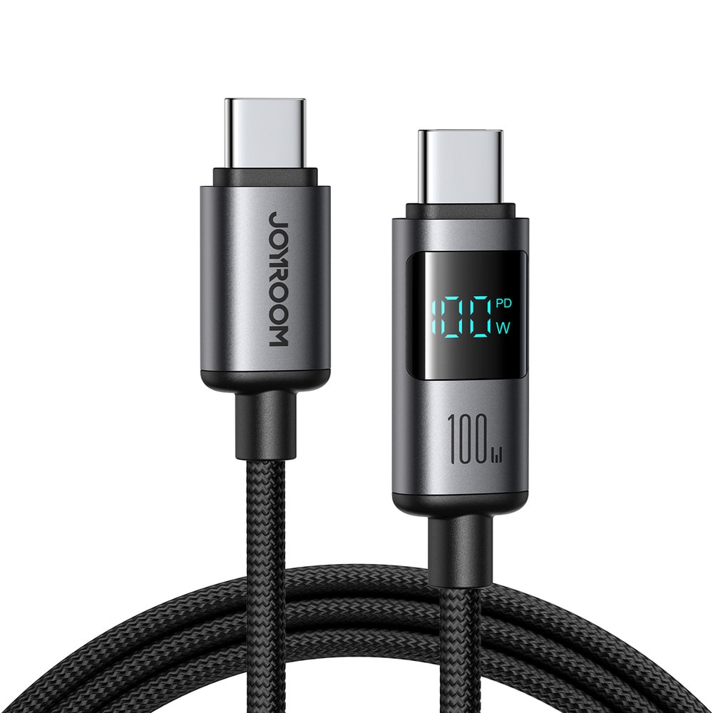 Joyroom 100W USB-C-kaapeli digitaalisella näytöllä 1.2m - Svart