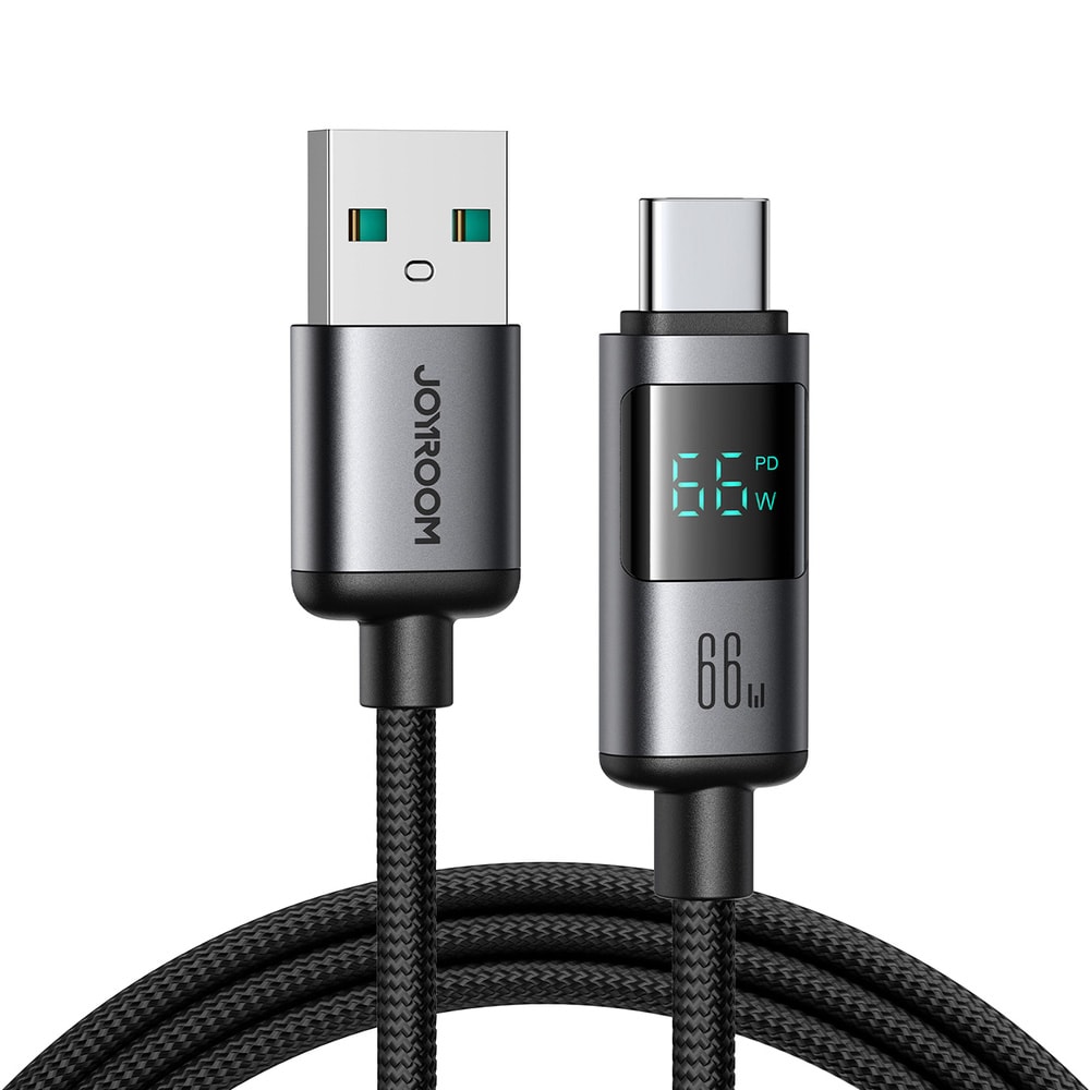 Joyroom 66W USB-kaapeli USB-C:lle USB-C:hen digitaalisella näytöllä 1.2m - Svart