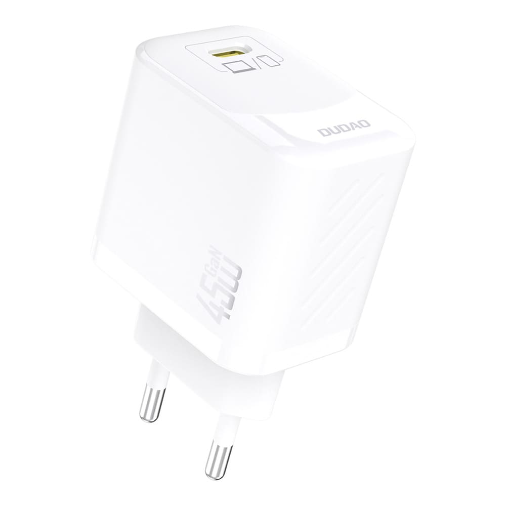 Dudao 45W GaN-seinälaturi USB-C-portilla ja USB-C-kaapelilla – valkoinen
