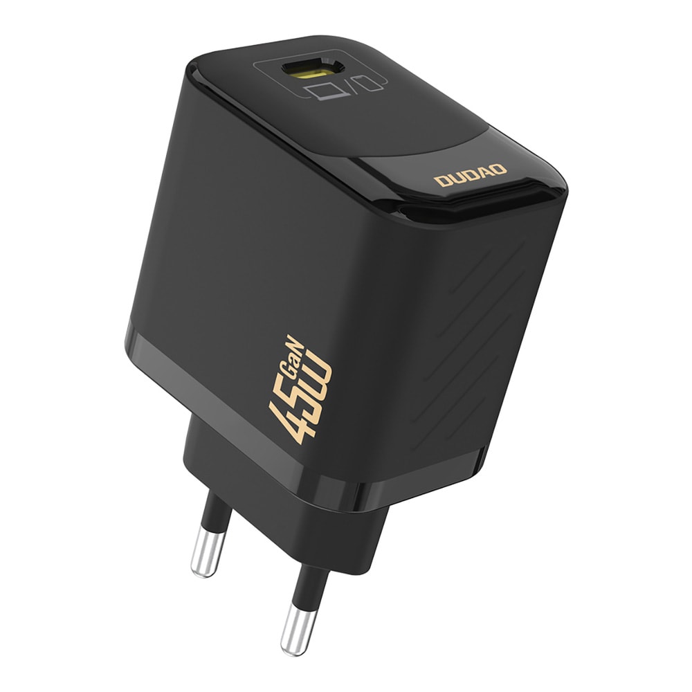 Dudao 45W GaN-seinälaturi USB-C-portilla ja USB-C-kaapelilla – musta