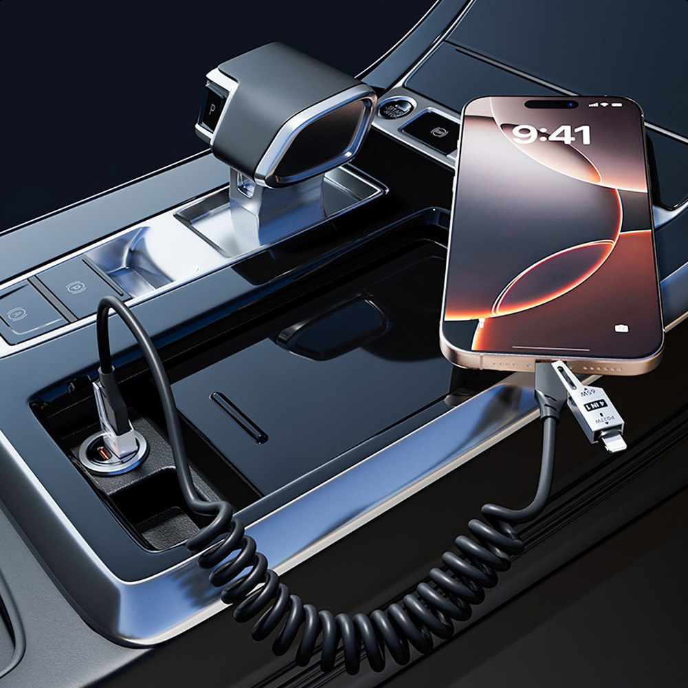 Dudao 4-in-1 USB-kaapeli – USB-A / USB-C – Lightning / USB-C – musta