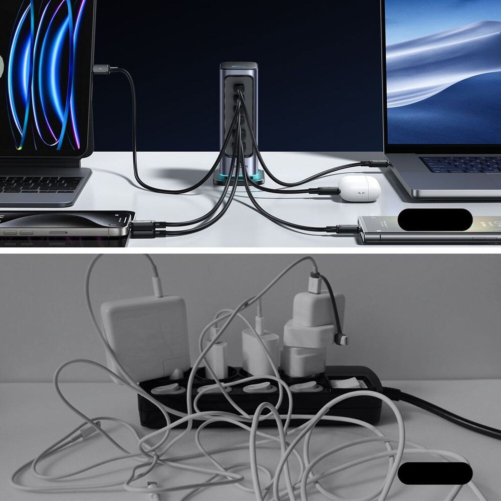 Joyroom GaN 65W latausasema 4×USB-C + 2×USB-A – harmaa
