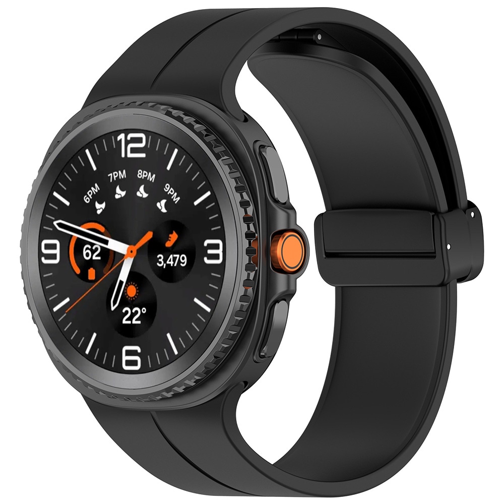 Silikoniranneke Samsung Galaxy Watch 8 / Watch 8 Classic - Musta - Musta varten