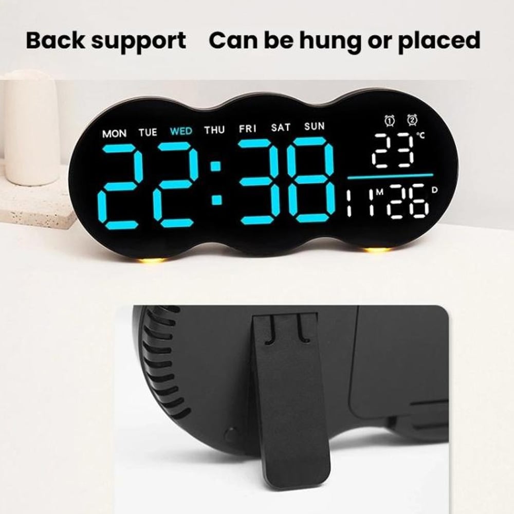Digitaalinen seinäkello / LED-kello päivämäärällä / lämpötilalla / viikonpäivällä / ajastimella / kaukosäätimellä