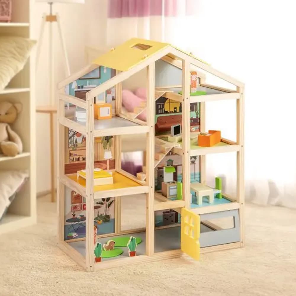 Nukkekoti lapsille 3+ huonekaluilla ja hahmoilla – 21 osaa