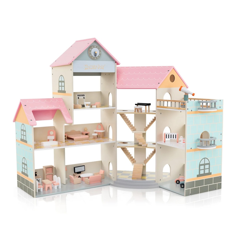 3-kerroksinen nurkkanukkekoti lapsille 3+ – 42 osaa