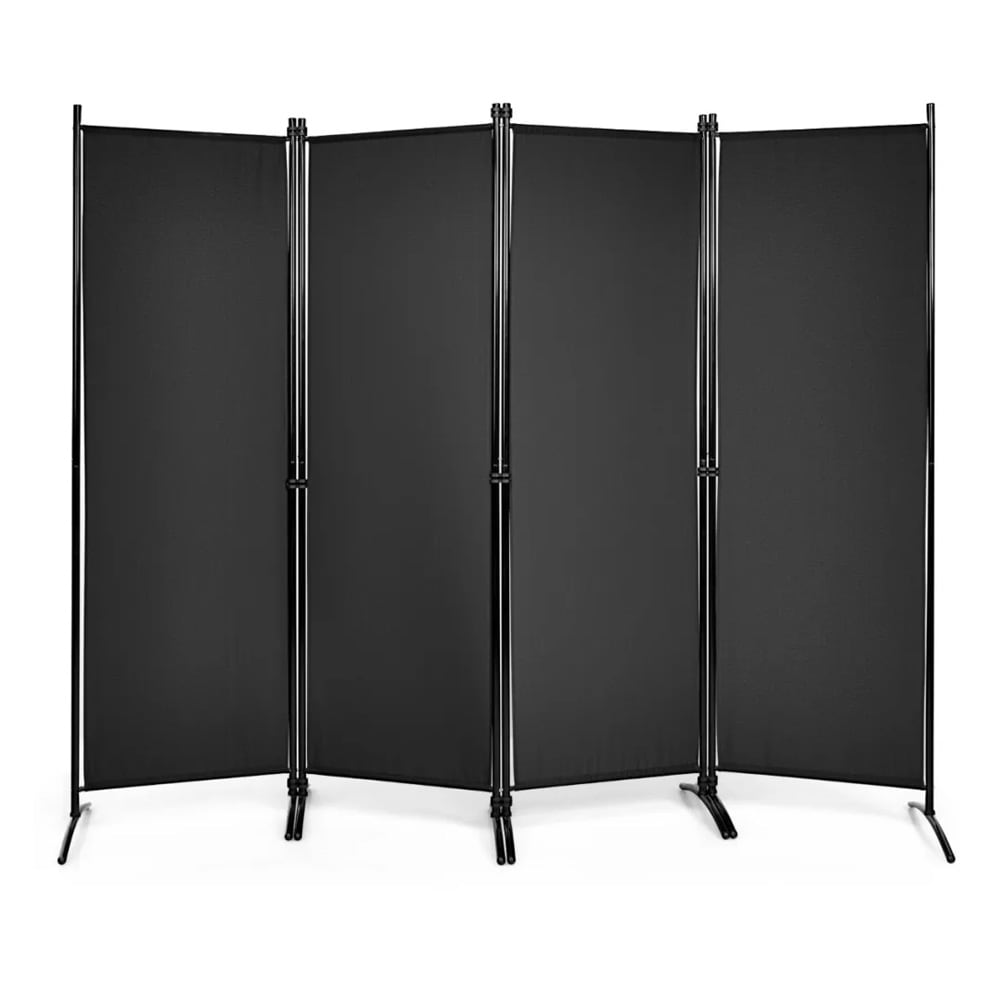 Huoneenjakaja 4 paneelia, korkeus 173 cm – Musta