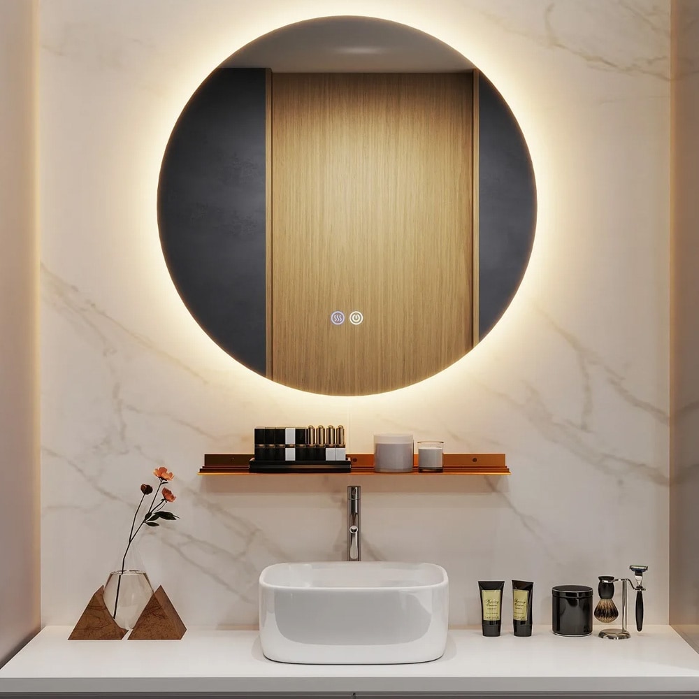 Huurtumaton LED-kylpyhuonepeili 60 cm säädettävällä valaistuksella ja hyllyllä