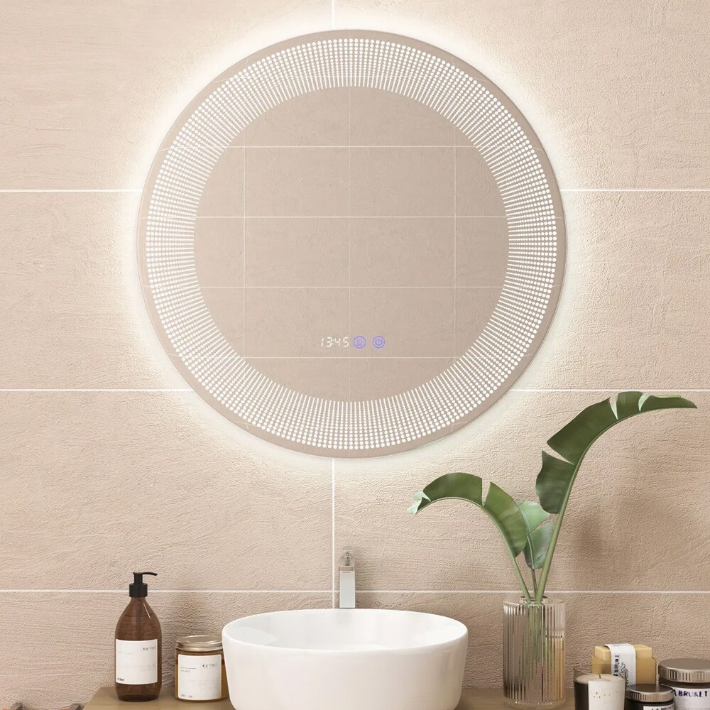 Höyrytiivis LED-kylpyhuonepeili 60 cm kosketusnäppäimillä ja säädettävällä valaistuksella