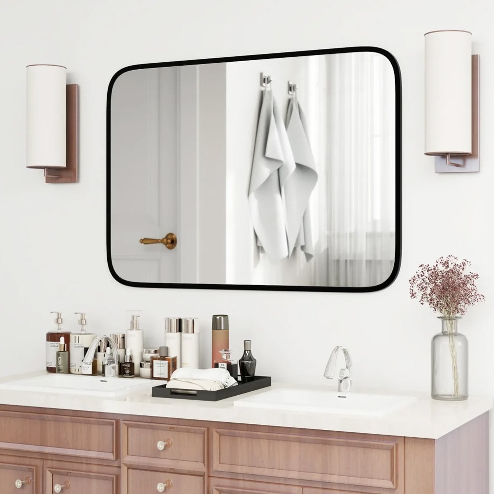 Kylpyhuoneen peili 70x50 cm mustilla kehyksillä