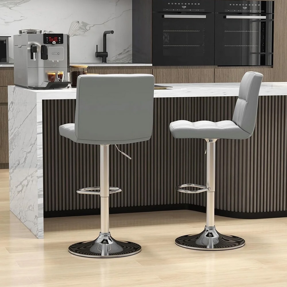 Korkeussäädettävät baarijakkarat keinonahkaa 65-85cm 2 kpl - Harmaa