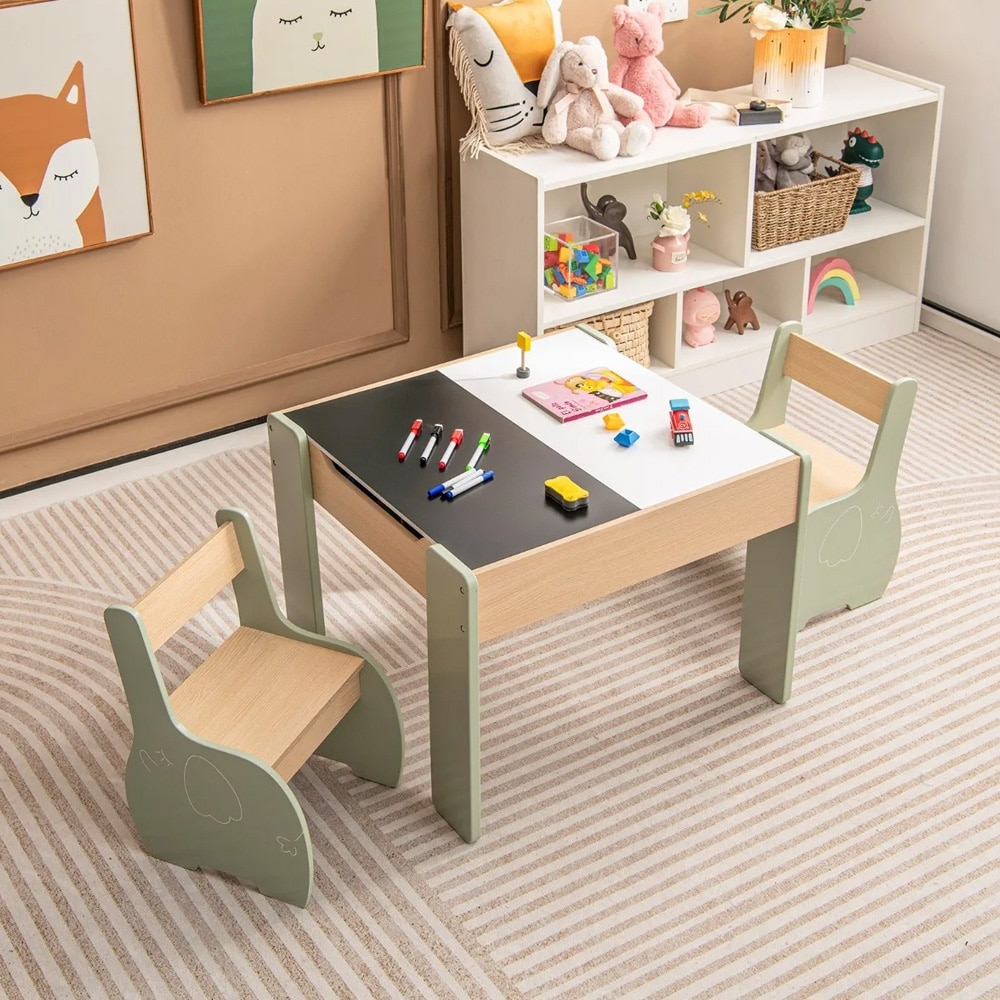4-in-1-aktiivisuuspöytä, jossa on säilytystila ja tuolit – 3–6-vuotiaille lapsille