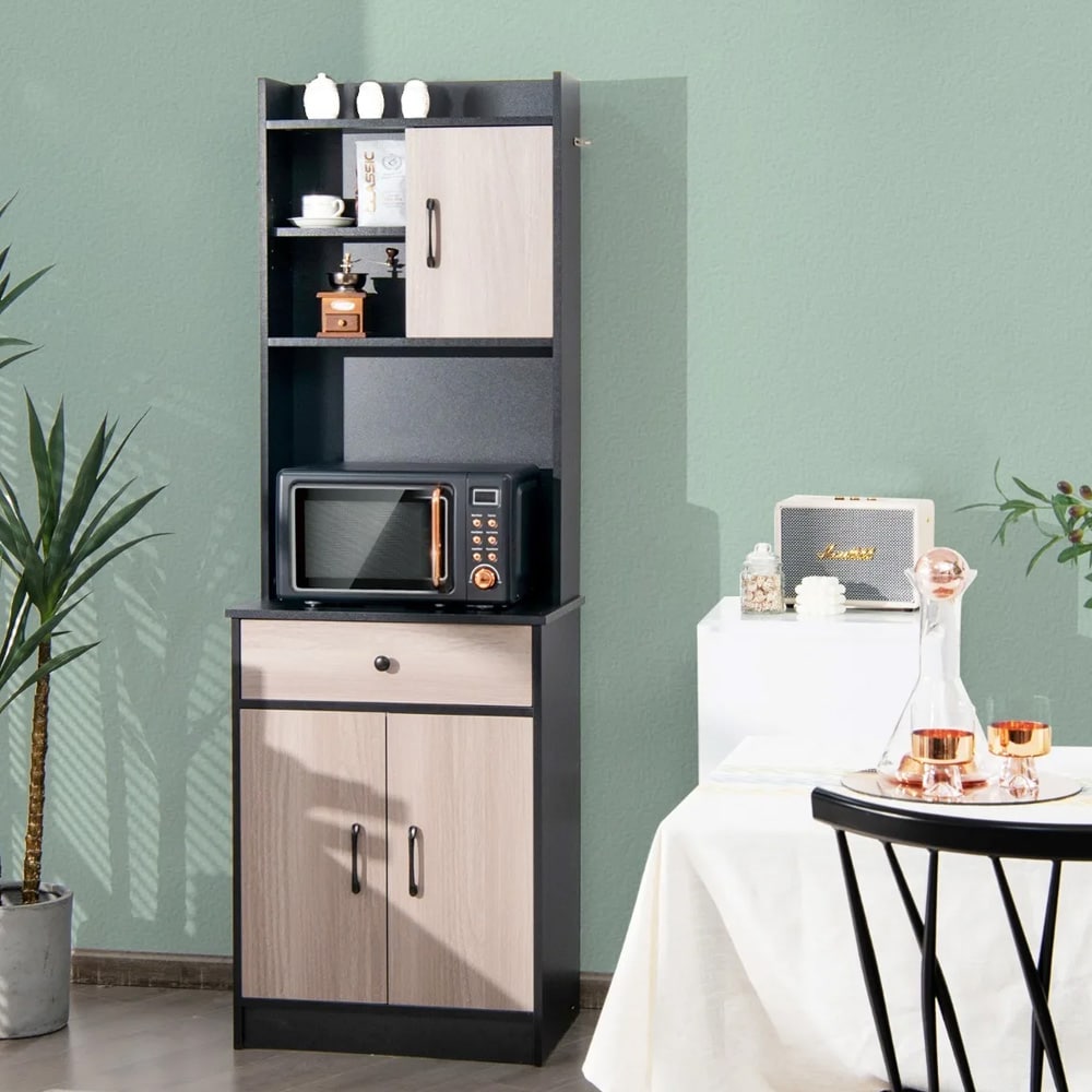 Keittiöhylly, jossa on säädettävät hyllyt - svart, 180 cm korkeus