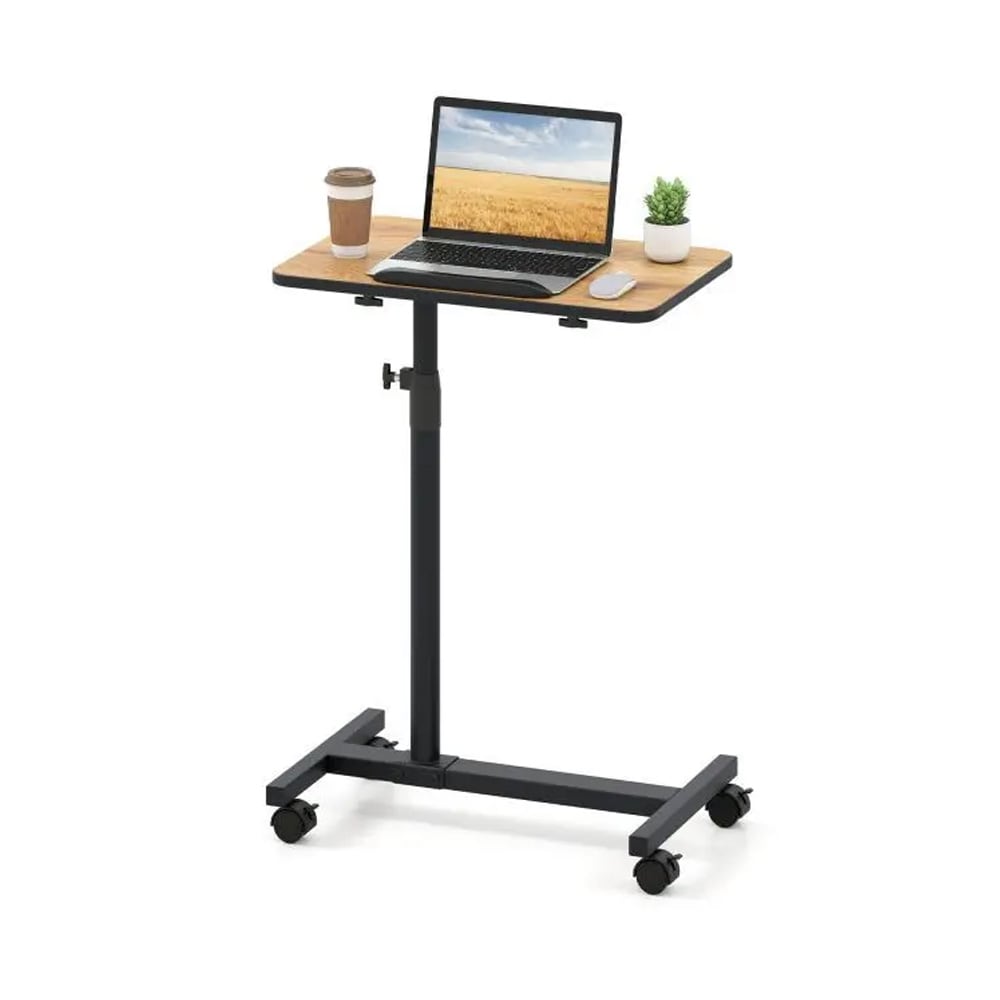 Kannettavan tietokoneen pöytä pyörillä ja korkeussäädettävällä pöytälevyllä - Svart/puu
