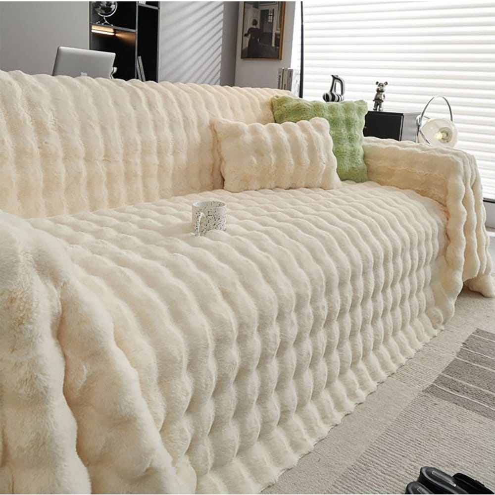 Pehmeä ja pörröinen sohvanpäällinen 180x300cm - Off White