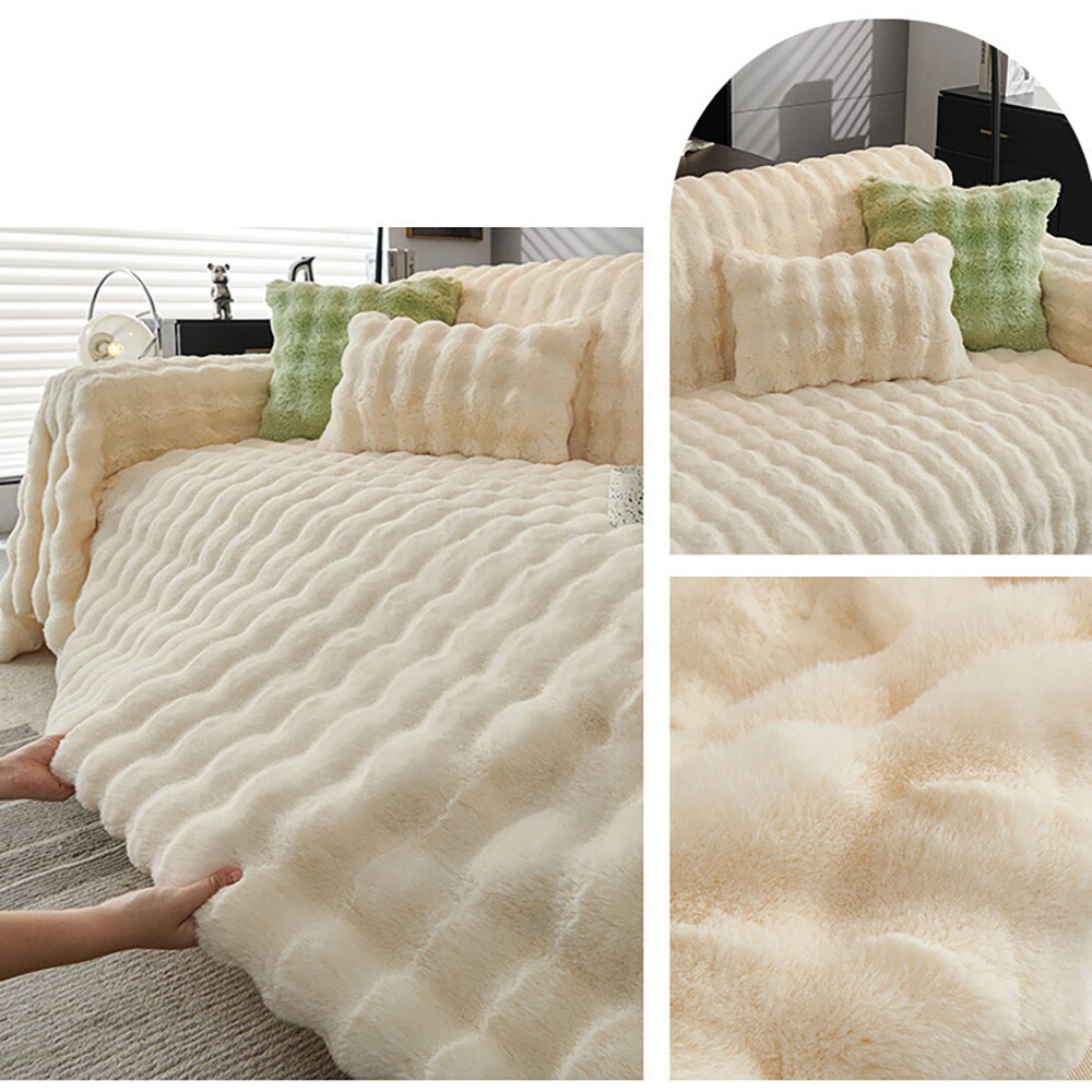 Pehmeä ja pörröinen sohvanpäällinen 180x300cm - Off White
