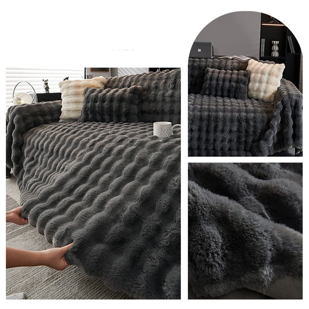 Pehmeä ja pörröinen sohvanpäällinen 180x300cm - harmaa