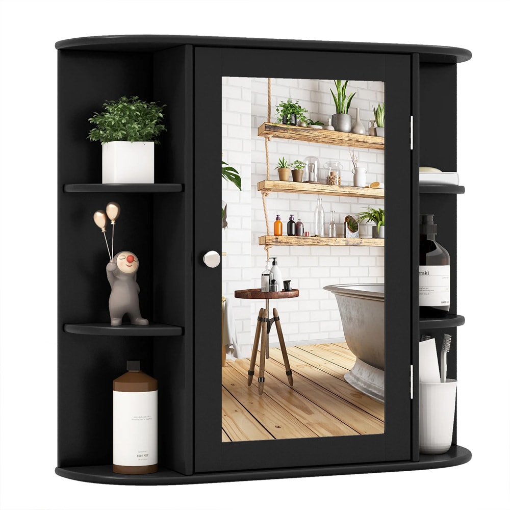 Seinään asennettava kylpyhuoneen peilikaappi / musta peilikaappi / seinäkaappi peilillä