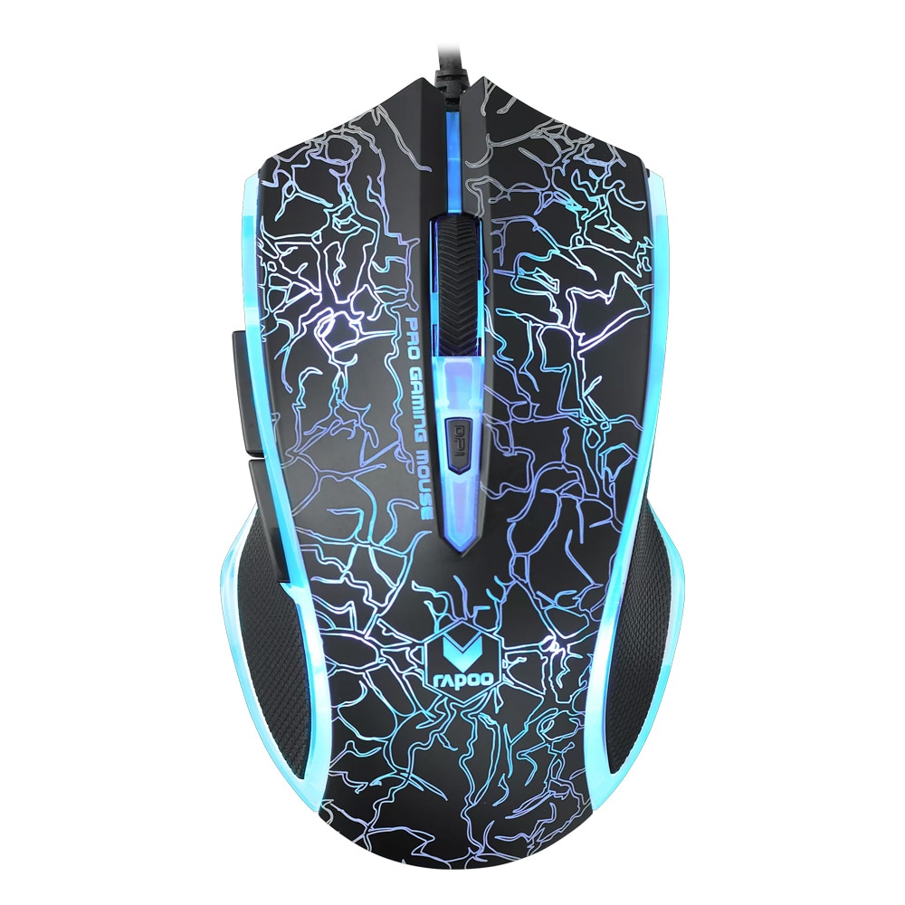 Rapoo V20S pelihiiri säädettävällä 500-3000 DPI-anturilla ja molemminpuolisella ergonomialla - Svart