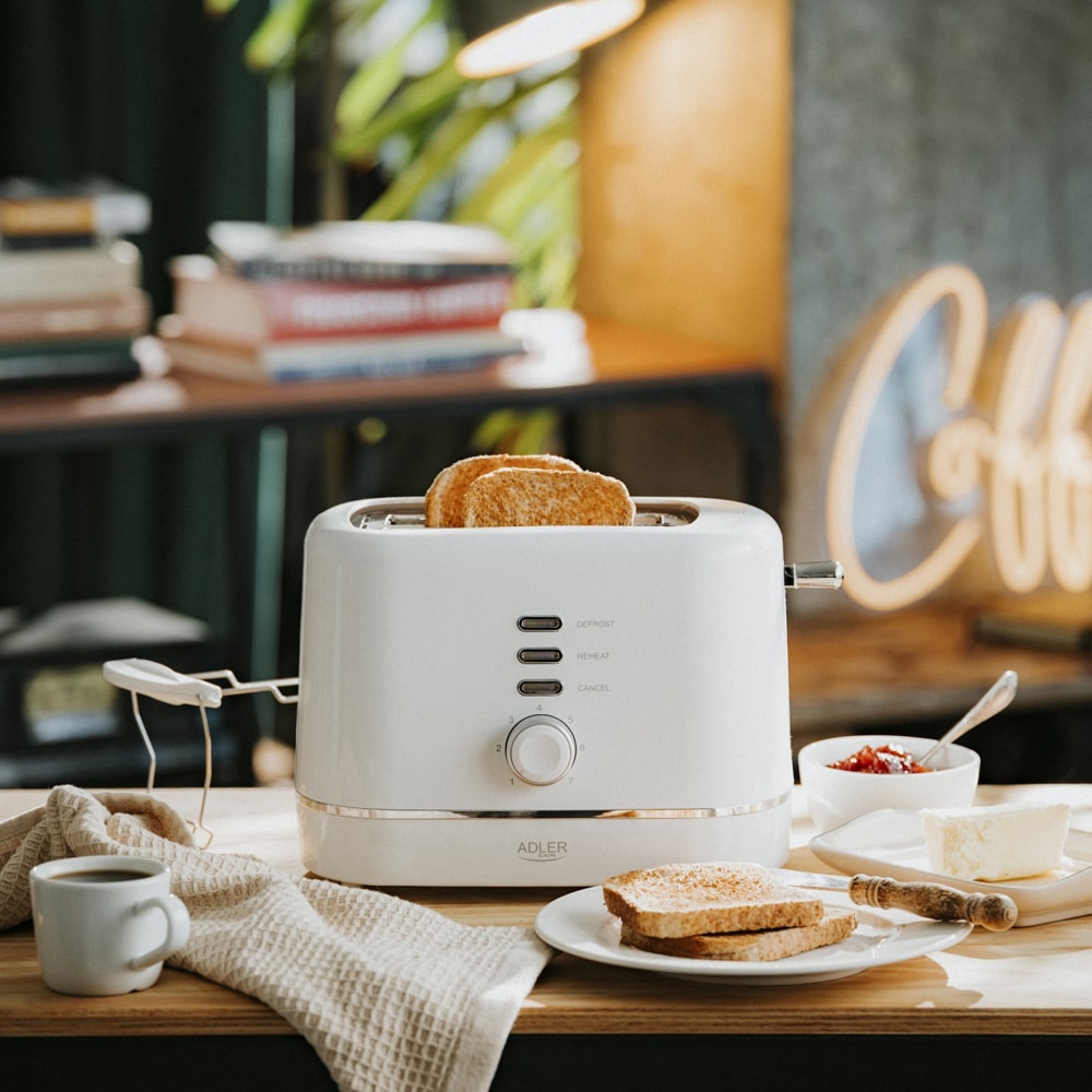 Leivänpaahdin leipätelineellä ja 7 paahtotasolla - Valkoinen