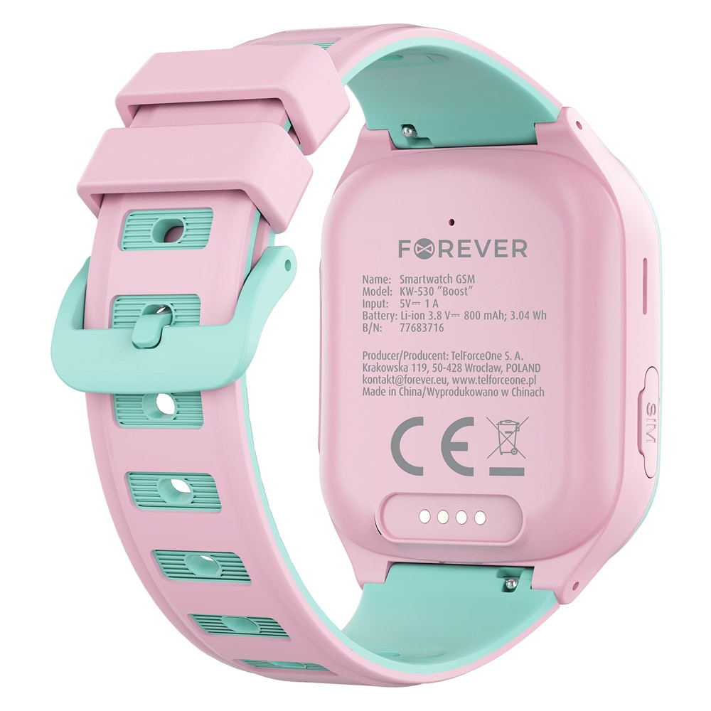 Forever Kids Boost KW-530 -älykello lapsille – GPS + Wi-Fi + 4G, videopuhelut, SOS, IP67, 800 mAh