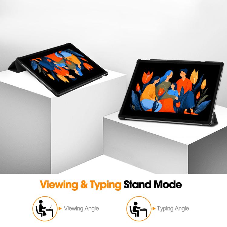 Kolmiosainen kotelo Lenovo Idea Tab Plus 12,1" – musta