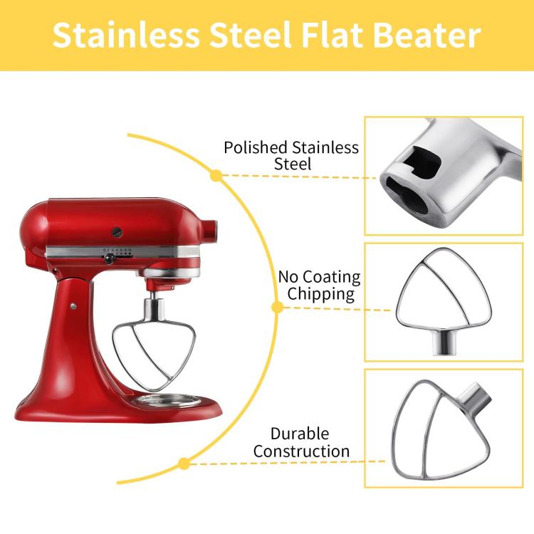 Ruostumattomasta teräksestä valmistettu litteä vatkain KitchenAid 4, 5 ja 5 QT:n keittiökoneisiin