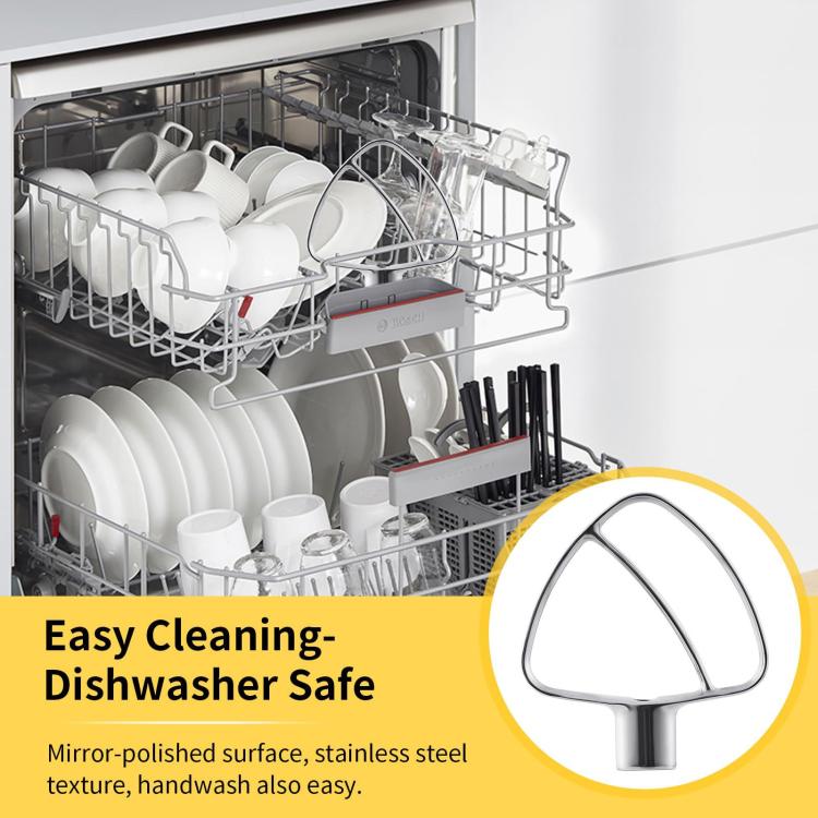 Ruostumattomasta teräksestä valmistettu litteä vatkain KitchenAid 4, 5 ja 5 QT:n keittiökoneisiin