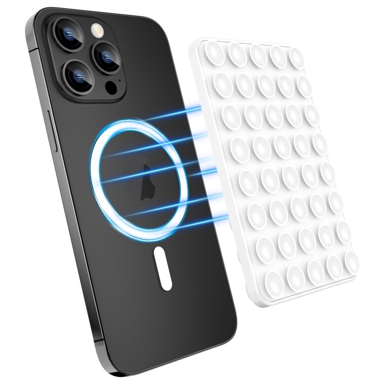 Magneettinen puhelimen pidike imukupilla - Valkoinen