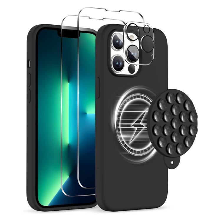 Kotelo, jossa Magsafe ja imukuppi + näytön ja linssin suojus iPhone 13 Pro Max - Svart